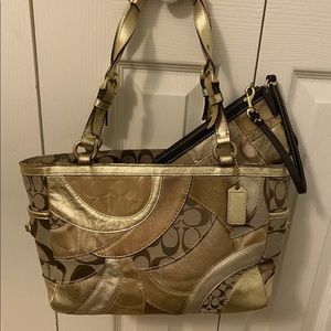 COACH Mosaic Gallery Patchwork Tote BUNDLE